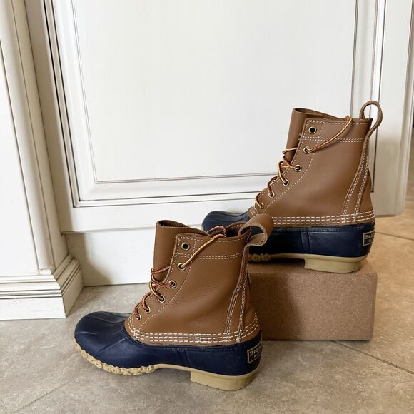 L.L. Bean Duck Boots Womens 6M Navy Blue 8" Made in Maine Waterproof Gorpcore - Picture 2 of 15